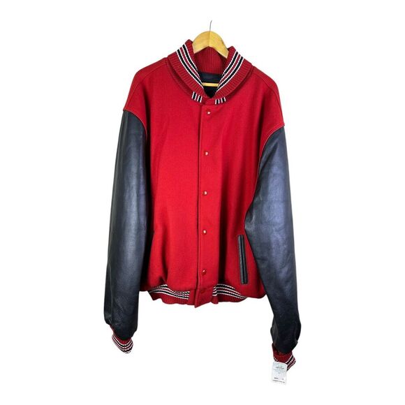 Vintage 90’s RENNOC Wool RED BLACK Letterman VARSITY Jacket CHICAGO BULLS 3XL